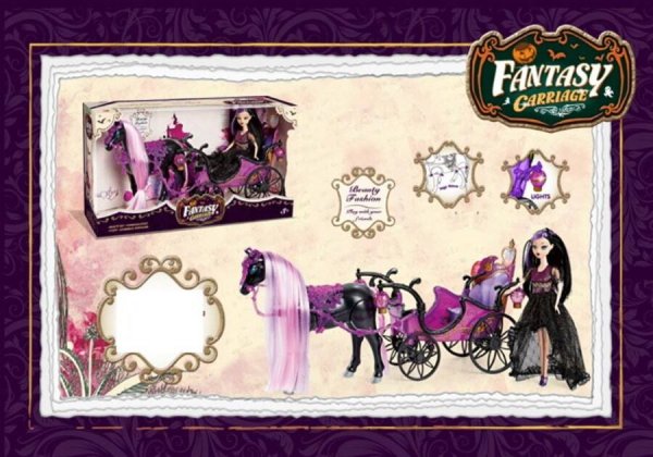 Карета с куклой.Сказочный мир(кукла,лошадь ход,свет,звук,5*АА не в ком,в кор.)(56х19х30) арт.2045584