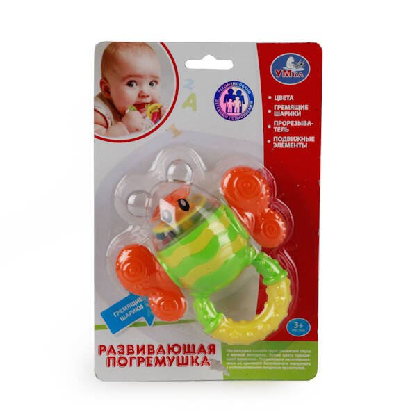 Погремушки (Умка) ПОГРЕМУШКА-ПРОРЕЗЫВАТЕЛЬ "УМКА" "ШМЕЛЬ" НА КАРТ. (РУСС. УП.) 21*14*5СМ в кор.48шт
