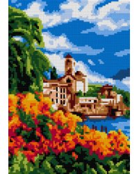 Ам-072 Алмазная мозаика 21*30 см (полное заполнение) "Озеро в Швейцарии"