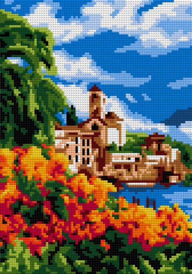 Ам-072 Алмазная мозаика 21*30 см (полное заполнение) "Озеро в Швейцарии"