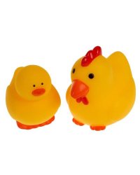 Игрушка для ванны курочка и петушок в сетке КАПИТОШКА в кор.50шт
