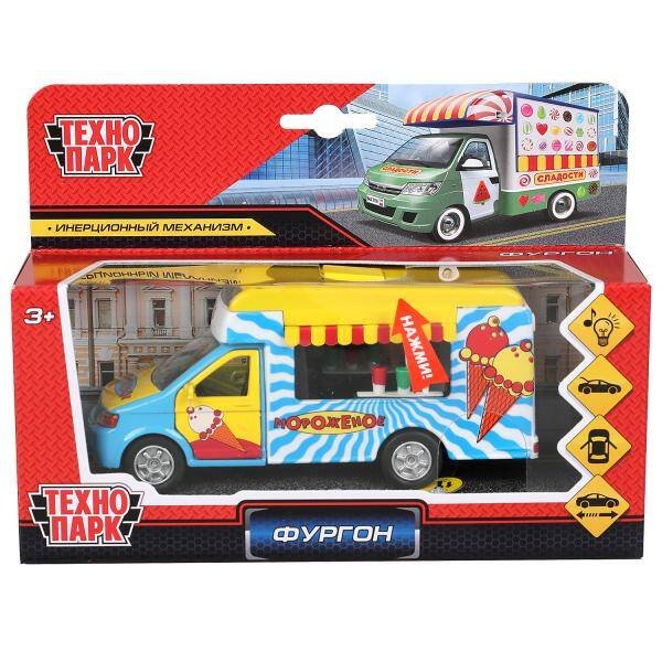 СПЕЦТЕХНИКА (Умка) Машина металл фургон мороженое 14,5 см, свет+звук, открыв. двери, багаж.,ТМ "Технопарк" в кор.2*24шт