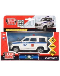 Машина металл UAZ patriot ПОЛИЦИЯ, 12 см, двери, багаж., инерц., кор. Технопарк в кор.2*24шт