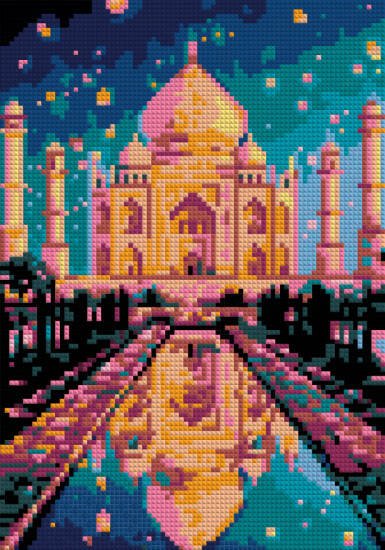 Ам-076 Алмазная мозаика 21*30 см (полное заполнение) "Ночной Тадж Махал"