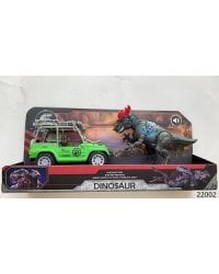 Игровой набор для детей со световым и звуковым эффектом "Фигурка динозавра - Пахицелафозавр, с зеленым джипом"
