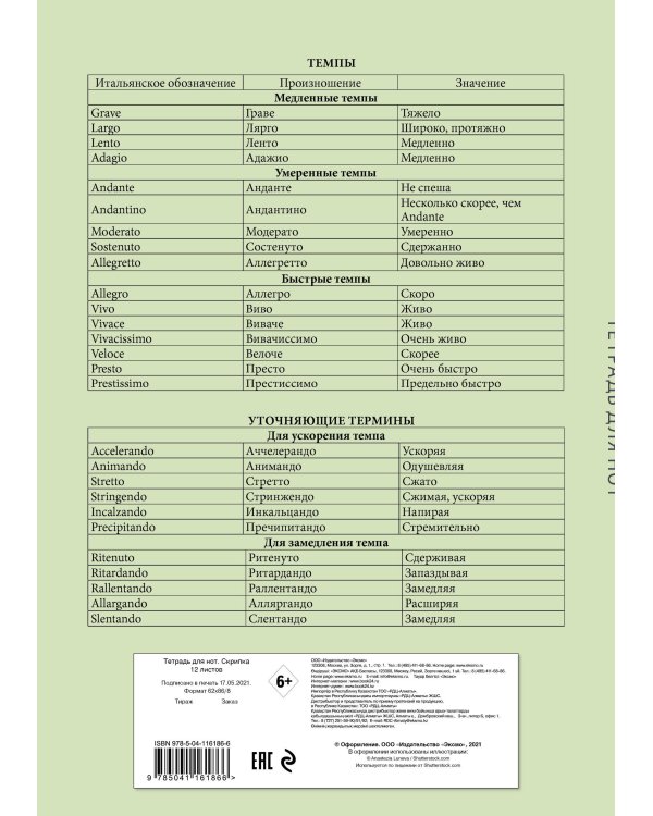 Тетрадь для нот. Скрипка в цветах (12 л., А4, вертикальная, скрепка)