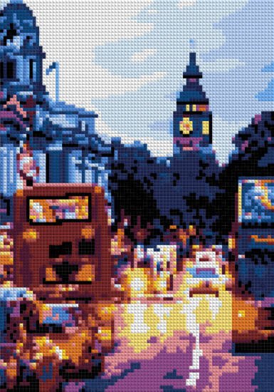 Ам-098 Алмазная мозаика 21*30 см (полное заполнение) "Улица Лондона"
