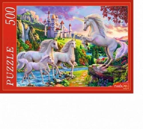ФЭНТЕЗИ (Рыжий Кот) ПАЗЛЫ 500 элементов. Ф500-2178 ЕДИНОРОГИ И ВОЛШЕБНЫЙ ЗАМОК