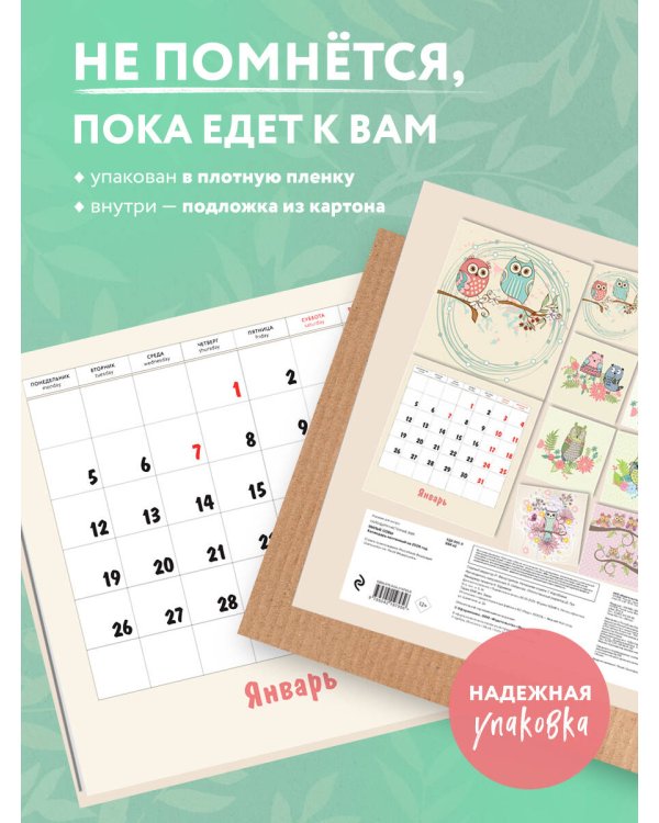 Милые совы. Календарь настенный на 2026 год (300х300 мм)