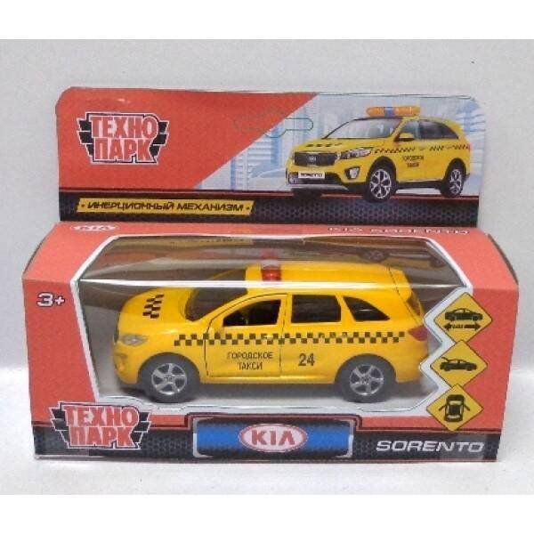 ТМ ТЕХНОПАРК. МАШИНА МЕТАЛЛ. KIA SORENTO PRIME ТАКСИ 12СМ, ОТКРЫВ. ДВЕРИ, ИНЕРЦ. В КОР. в кор.2*24шт