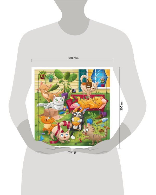 Пазл фигурный на подложке. 45 деталей. Котики. 30х30,5 см. ГЕОДОМ