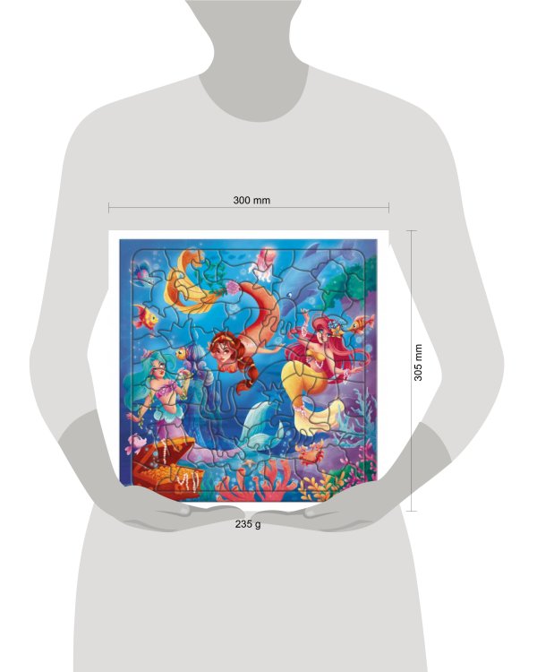 Пазл фигурный на подложке. 80 деталей. Русалочки. 30х30,5 см. ГЕОДОМ