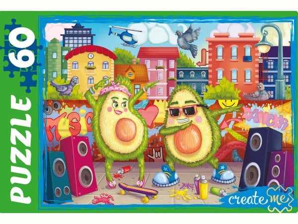 04. ПАЗЛЫ 60 элементов (Рыжий Кот) ПАЗЛЫ 60 элементов АВОКАДО-СИТИ (Арт. П60-0697)