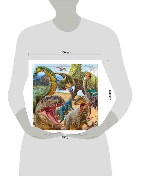 Пазл фигурный на подложке. 80 деталей. Динозавры. 30х30,5 см. ГЕОДОМ