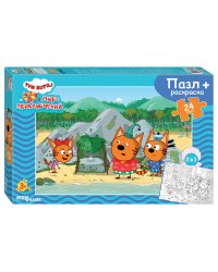 Мозаика "puzzle" maxi 24 + раскраска "Три кота и море приключений" (АО "СТС")