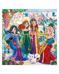 Пазл фигурный на подложке. 80 деталей. Принцессы. 30х30,5 см. ГЕОДОМ