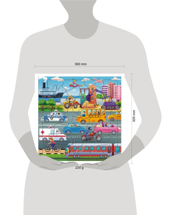 Пазл фигурный на подложке. 45 деталей. Транспорт. 30х30,5 см. ГЕОДОМ