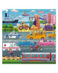 Пазл фигурный на подложке. 45 деталей. Транспорт. 30х30,5 см. ГЕОДОМ