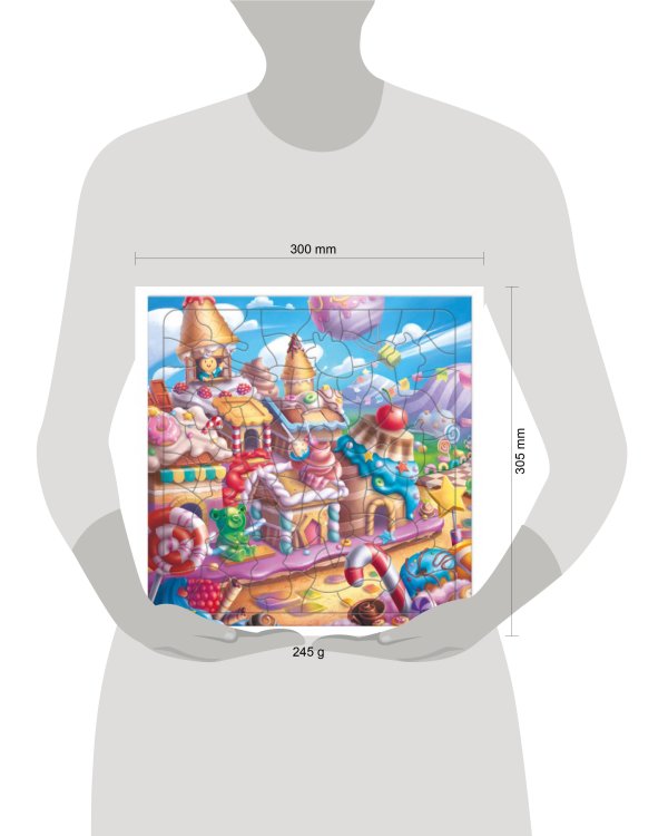 Пазл фигурный на подложке. 80 деталей. Сладкий город. 30х30,5 см. ГЕОДОМ