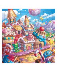 Пазл фигурный на подложке. 80 деталей. Сладкий город. 30х30,5 см. ГЕОДОМ