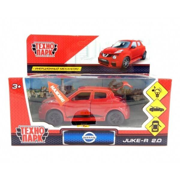 Машина металл свет-звук "NISSAN JUKE-R 2.0" 12см, инерц, КРАСНЫЙ в кор. Технопарк в кор.2*36шт