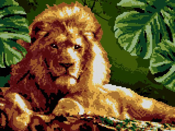 Ам-060 Алмазная мозаика 30*40 см (частичное заполнение) "Мудрый лев"