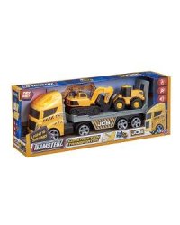 Игровой набор для детей "Строительный автоперевозчик JCB с машинками".