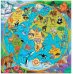 Пазл фигурный на подложке. 80 деталей. Карта мира. Животные. 30х30,5 см. ГЕОДОМ