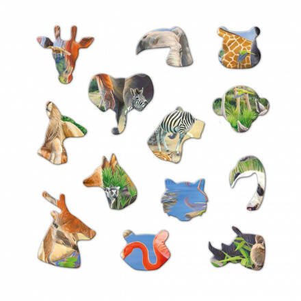 Пазл фигурный на подложке. 45 деталей. Дикие животные. 30х30,5 см. ГЕОДОМ