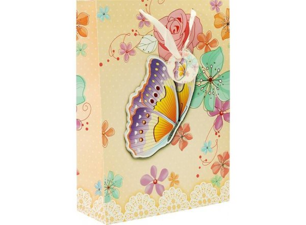 Пакеты подарочные. Пакет "Бабочка в цветах"  (1399-SB)