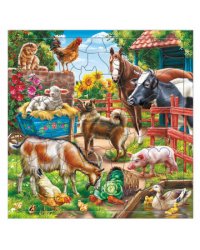 Пазл фигурный на подложке. 80 деталей. На ферме. 30х30,5 см. ГЕОДОМ