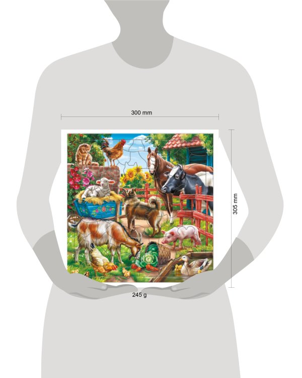 Пазл фигурный на подложке. 80 деталей. На ферме. 30х30,5 см. ГЕОДОМ