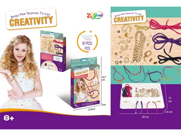 Набор для создания браслетов "Креативность" (91 элемент) в коробке, 24,7х15,9х3 см ( Арт. Y15740012)
