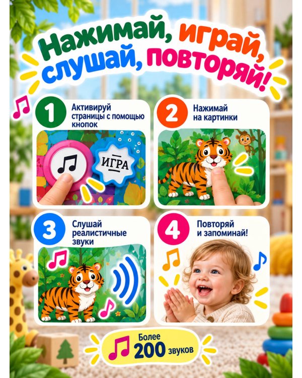 Дополнительное изображение книги «Удивительные животные. Виммельбух со звуками»