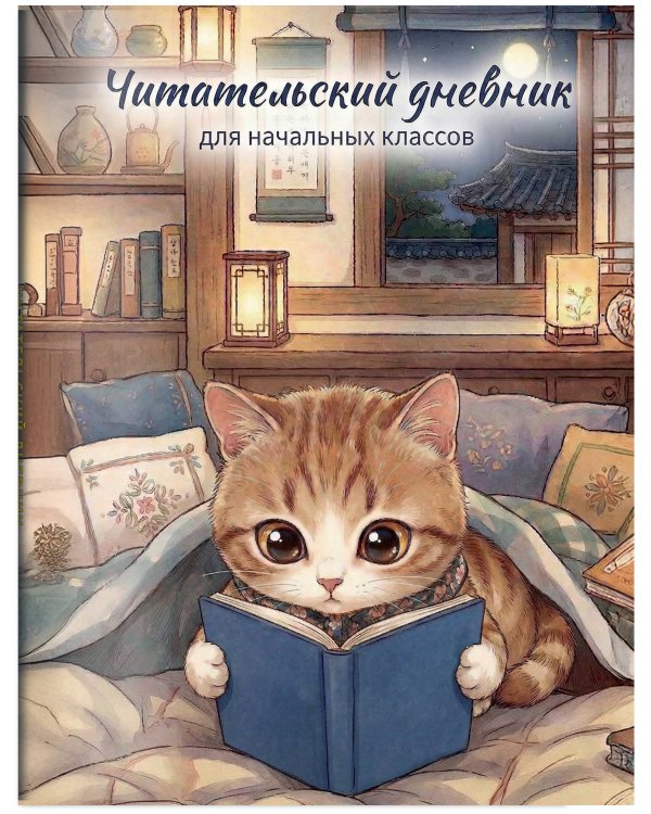 Читательский дневник для начальных классов. Котик (32 л., цветной блок)