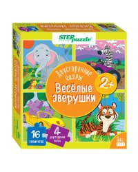 Мозаика "puzzle" 16 "Веселые зверушки. Двусторонние пазлы" (IQ step)