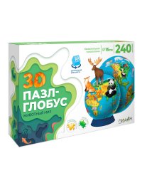 3D Пазл-глобус с дополненной реальностью. Животный мир. 240 деталей. Диаметр 15 см. ГЕОДОМ