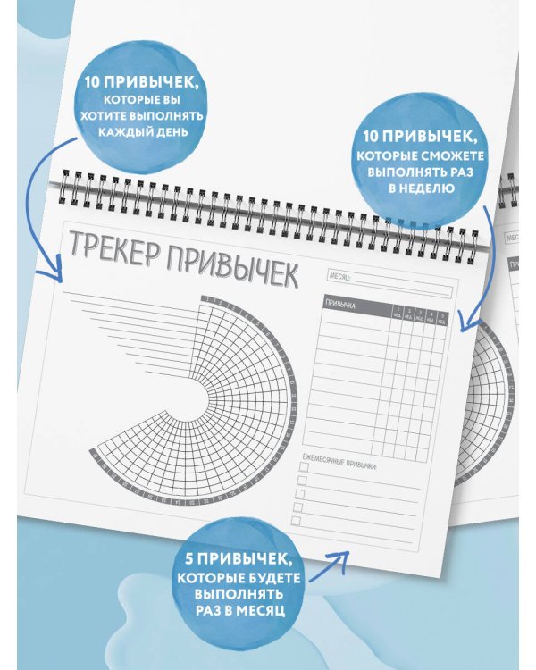 Трекер привычек. Стань лучшей версией себя! (А4, 12 л., на пружине, со стикерами, черный)