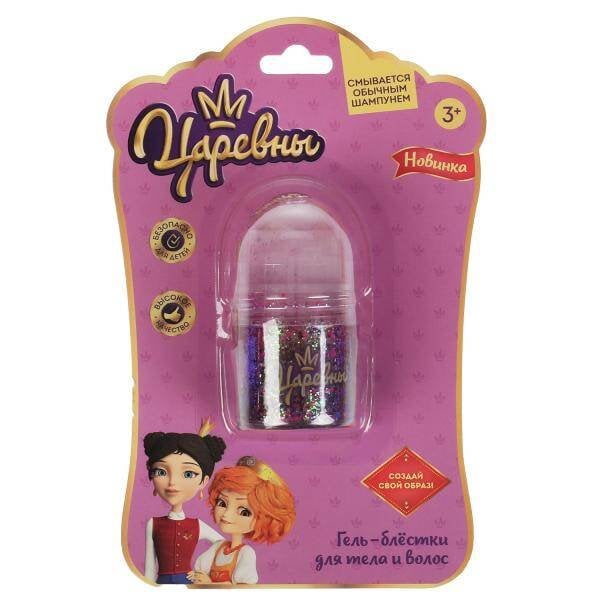 БЛЕСТКИ ДЛЯ ТЕЛА И ВОЛОС (Умка) Косметика ДЛЯ ДЕВОЧЕК Царевны гель-блестки для тела и волос,роз МИЛАЯ ЛЕДИ в кор.4*24шт