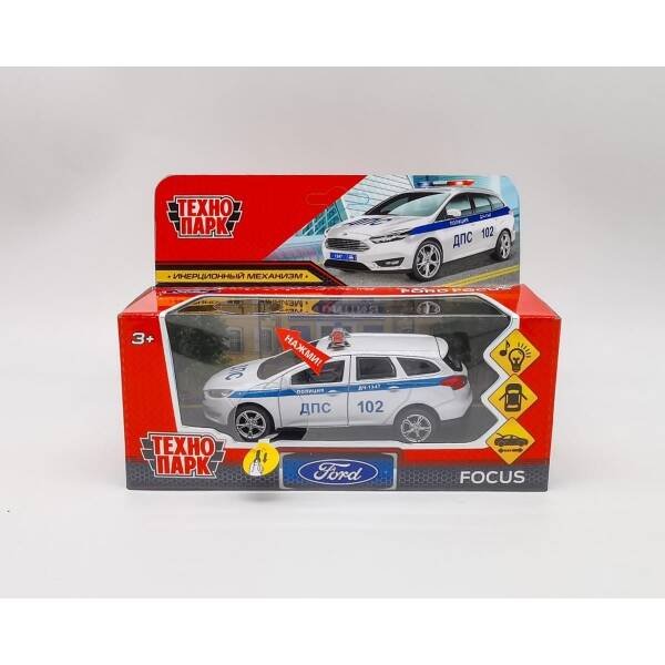 СПЕЦТЕХНИКА (Умка) Машина металл свет-звук FORD FOCUS TURNIER ПОЛИЦИЯ 12 см, двер, баг,ин, кор. Технопарк в кор.2*36шт