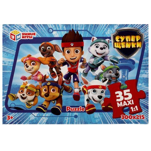 ПАЗЛЫ в коробке 35 деталей большие (Умка) Суперщенки. Puzzle 35 макси. 180х127х35мм. Умные игры в кор.24шт