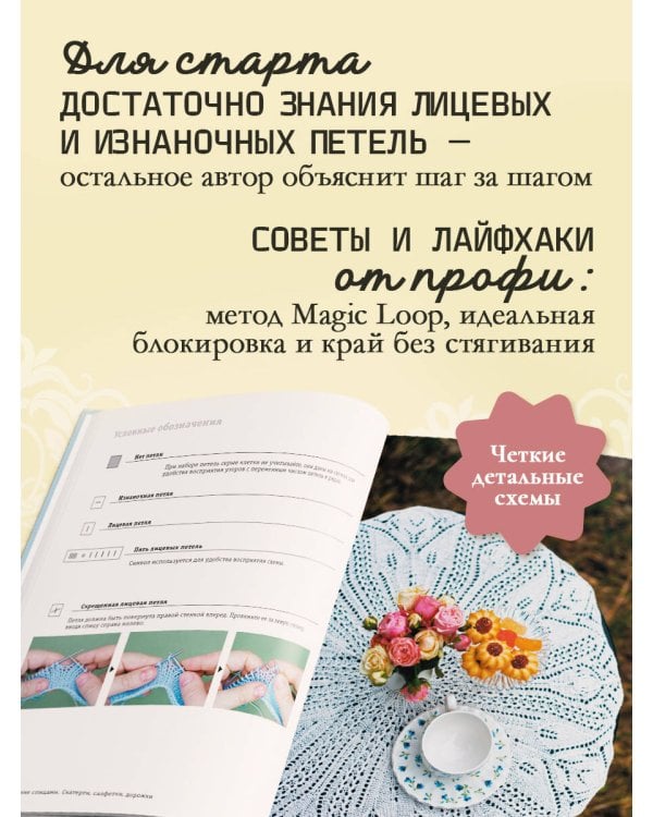 Дополнительное изображение книги «Ажурное вязание спицами. СКАТЕРТИ, ДОРОЖКИ, САЛФЕТКИ. От первой схемы до семейной реликвии»