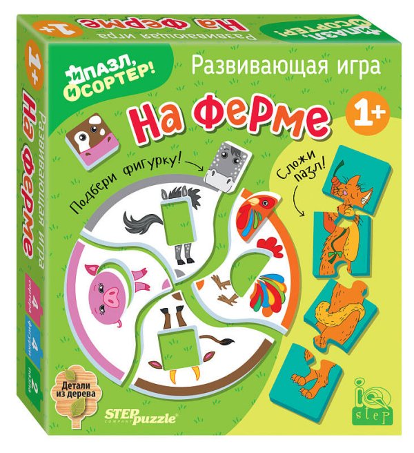 Развивающая игра (STEPpazzle) Развивающая игра "На ферме. И пазл, и сортер" (IQ step)