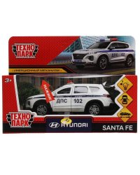 Машина металл свет-звук HYUNDAI SANTAFE ПОЛИЦИЯ 12 см, двер, багаж, ин, кор. Технопарк в кор.2*36шт