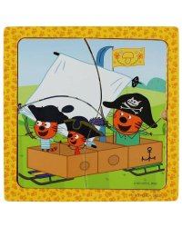 Игрушка деревянная Три Кота вкладыши многослойные, терм. пленка Буратино в кор.200шт