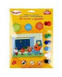 Набор д/дет тв-ва Три Кота холст на карт. для росп. по ном. с дек.17*23 MultiArt в кор.50шт