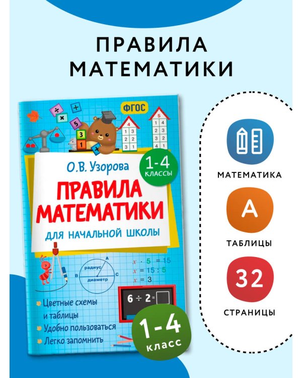 Правила математики для начальной школы. 1-4 классы