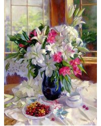 Алмаз.моз.(блест.)40х50см,с част.зап.(20 цв.)Рус. кол-я. Горячева С. Лилии на террасе(Арт. ASD5034)