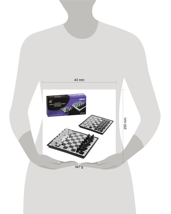 Ни 2в1 Шахматы, шашки, размер игр.поля 25*25см, кор.