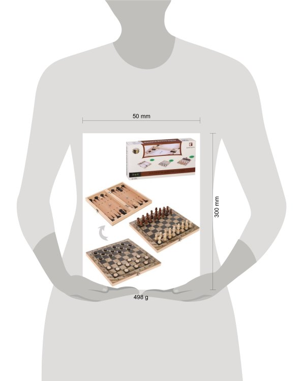 НИ 3в1 Шахматы, шашки, нарды, поле 29,5х29,5см